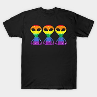 3  Gay Aliens  ET Sp LGBTQ Pride Flag T-Shirt